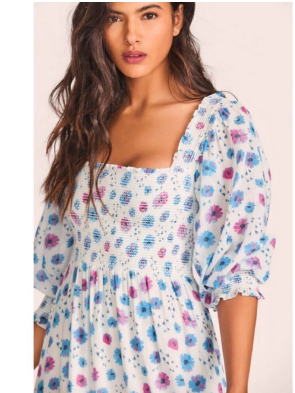LoveShackFancy Miri Midi Dress Deep Cotton Candy White Size S - Picture 3 of 12
